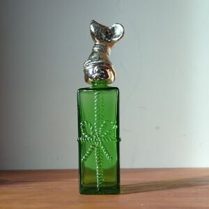 Vintage Avon Perfume Green Glass Bottle Peek-a-boo Silver Mouse 1978